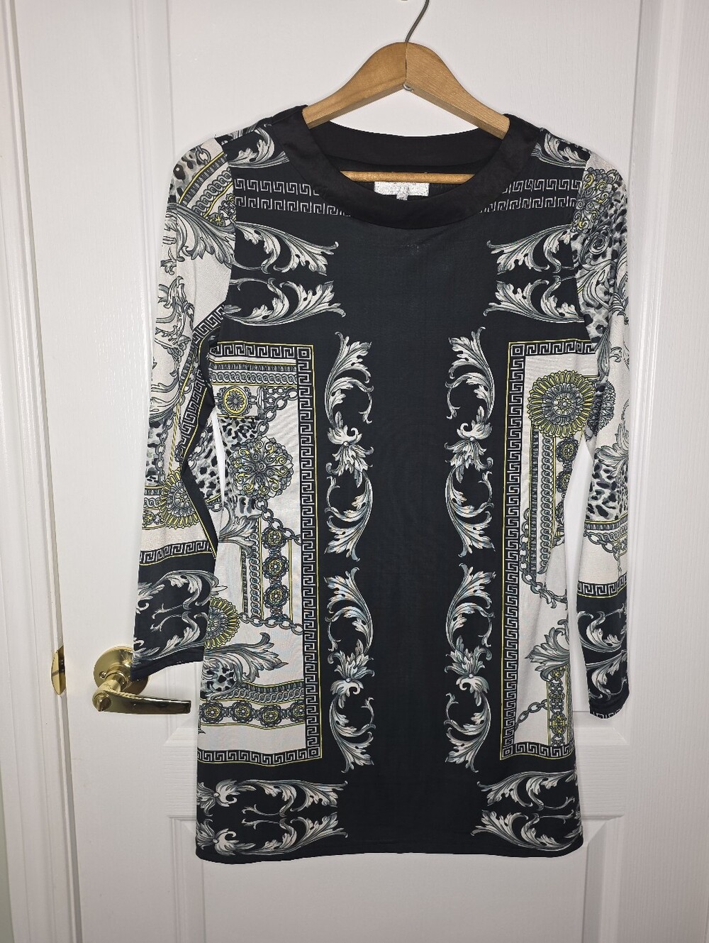 ESME DESIGN XL Baroque Print Long Sleeve Dress